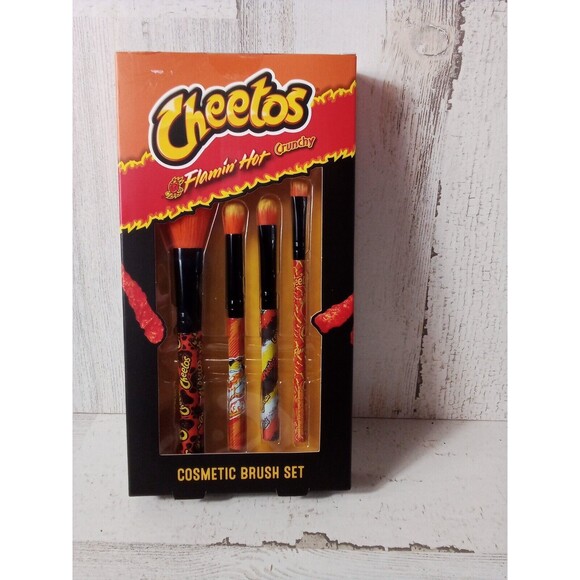 Cheetos Flaming Hot Crunchy Cosmetic Brush Set Contains Four Brushes Beauty - Picture 6 of 15